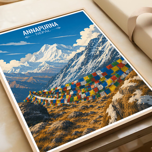 Annapurna - Nepal - Travel Wall Art Deco Poster Print - Art Print - Travel Art Poster