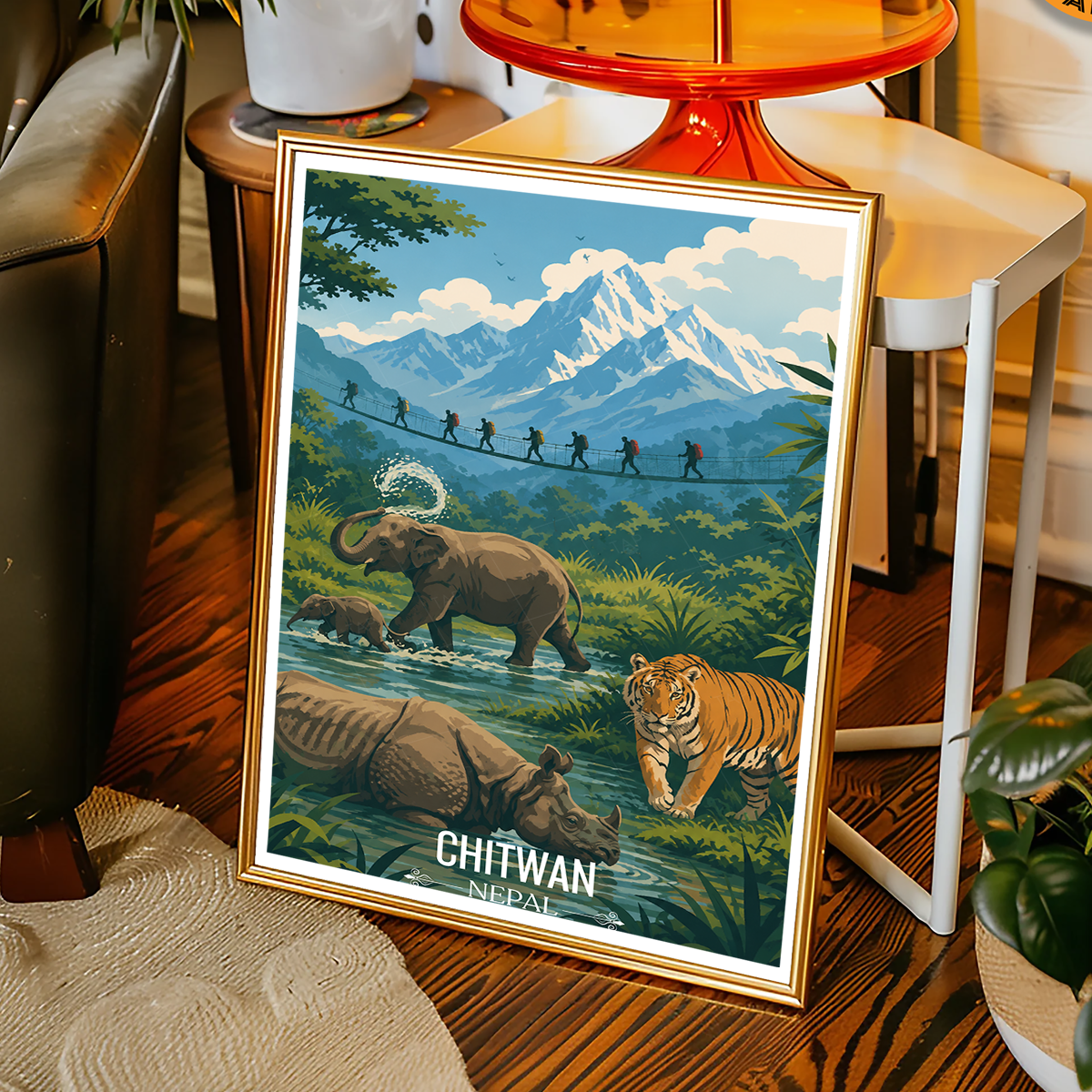 Chitwan - Nepal - Travel Wall Art Deco Poster Print