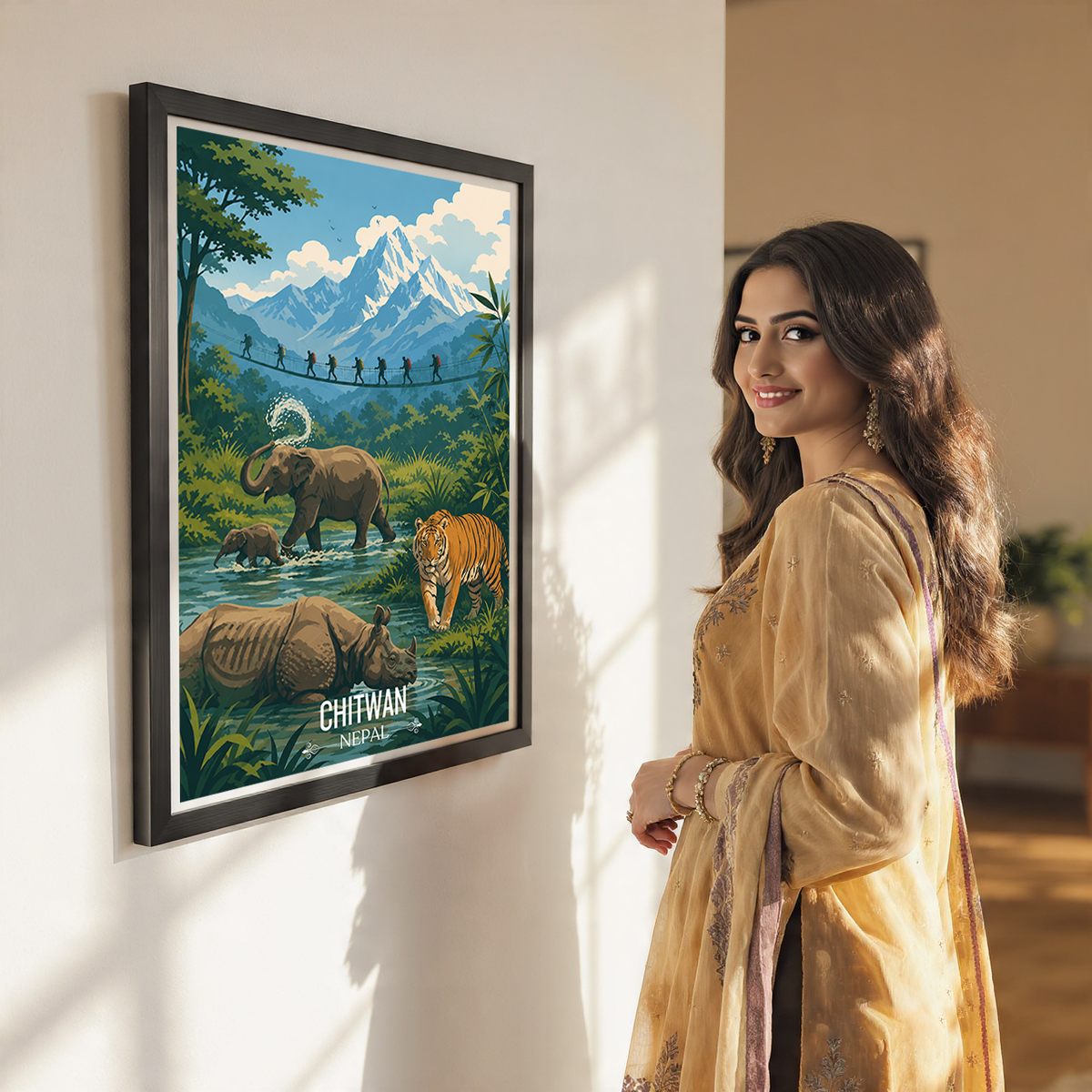 Chitwan - Nepal - Travel Wall Art Deco Poster Print