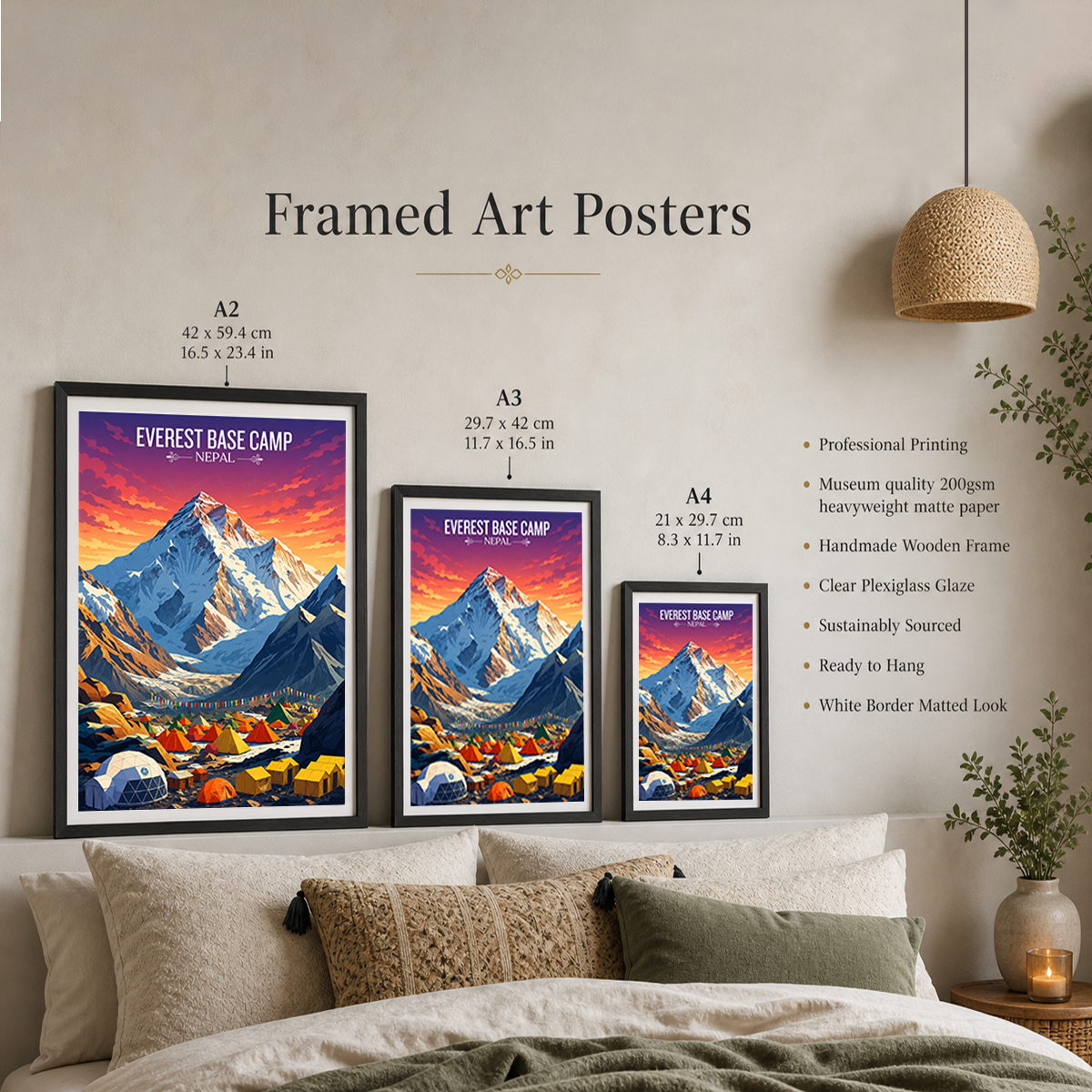 Everest Base Camp - Nepal - Travel Wall Art Deco Poster Print