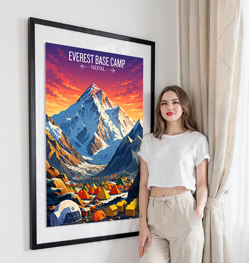 Everest Base Camp - Nepal - Travel Wall Art Deco Poster Print