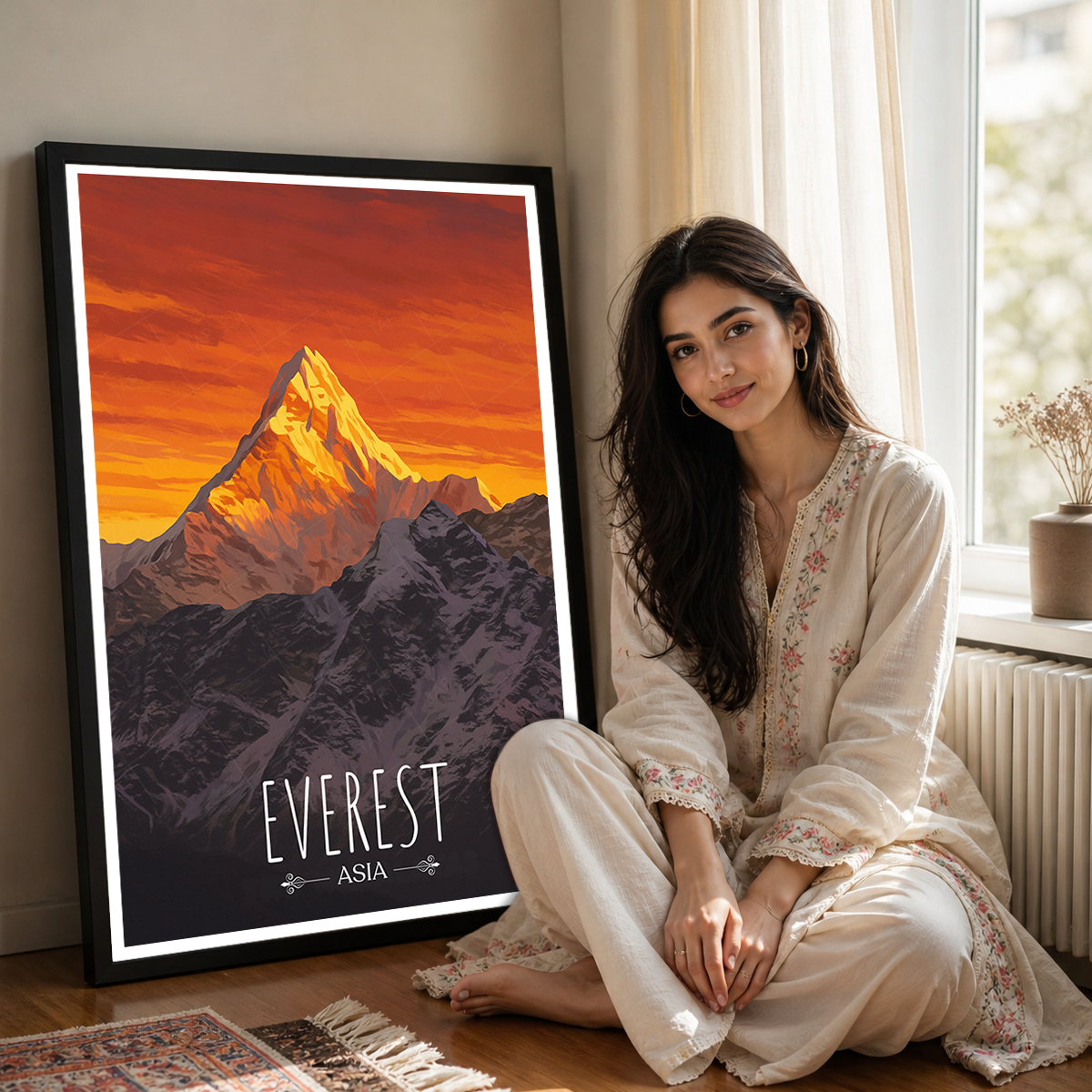 Everest - Nepal - Travel Wall Art Deco Poster Print