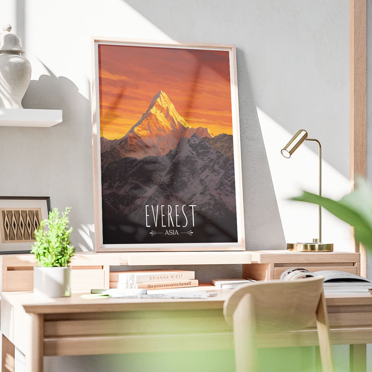 Everest - Nepal - Travel Wall Art Deco Poster Print