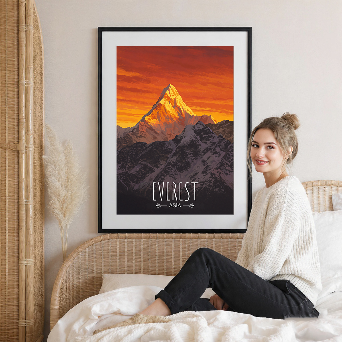 Everest - Nepal - Travel Wall Art Deco Poster Print