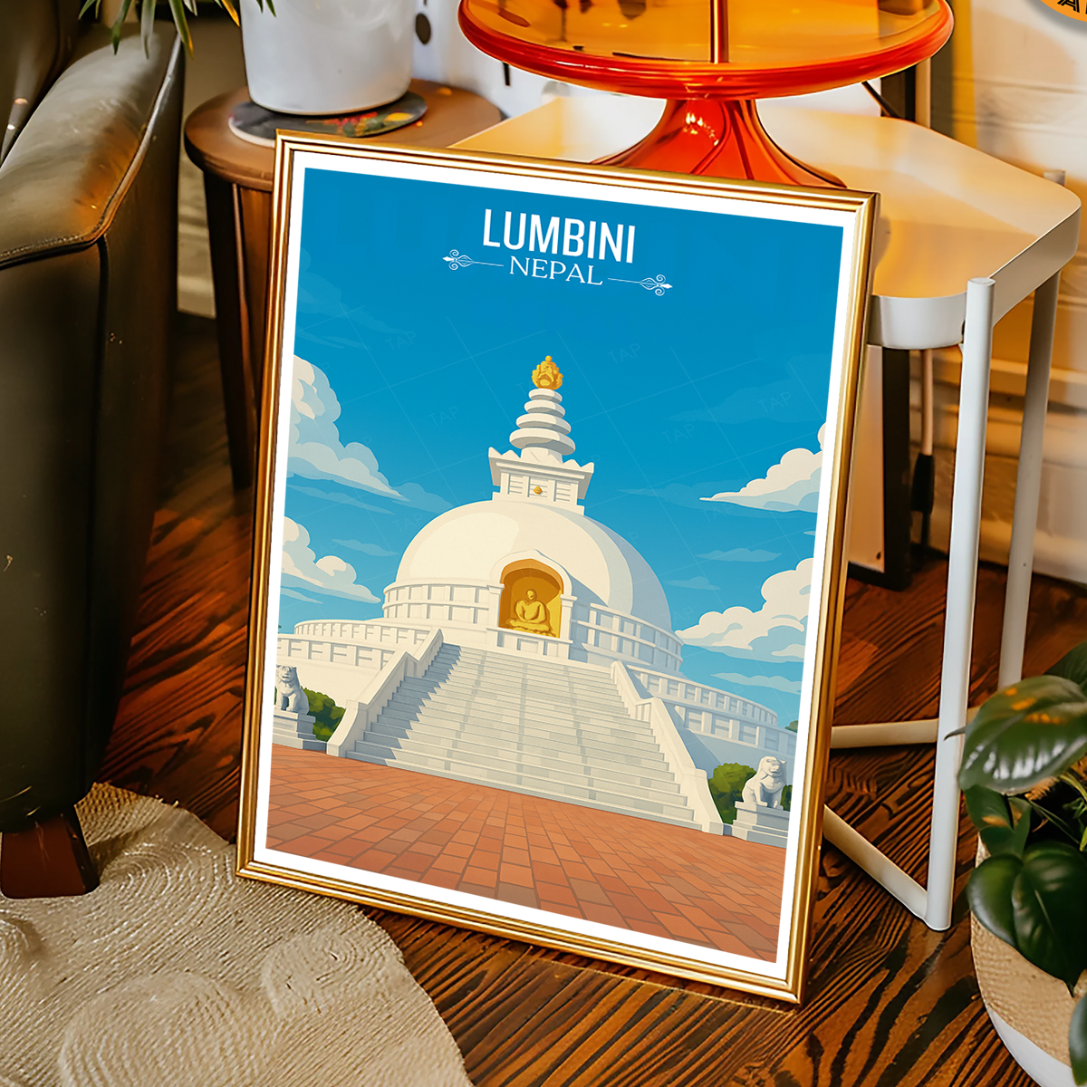 Lumbini - Nepal - Travel Wall Art Deco Poster Print