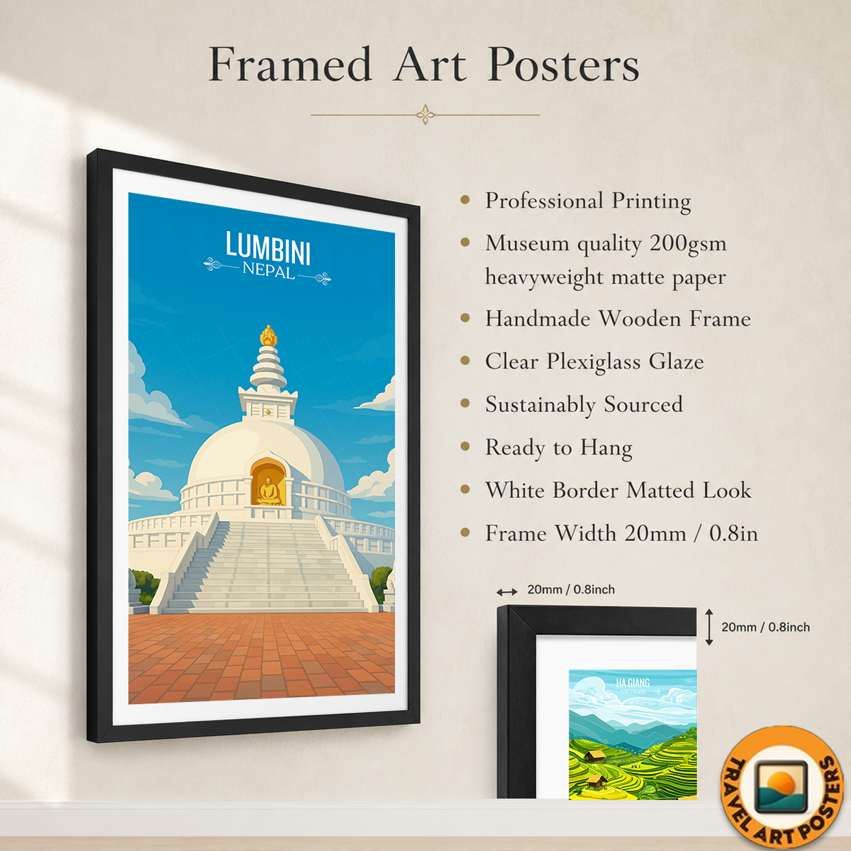 Lumbini - Nepal - Travel Wall Art Deco Poster Print