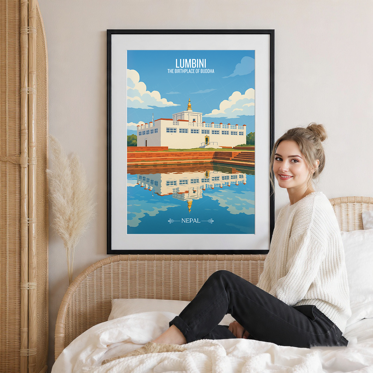 Lumbini - Nepal - Travel Wall Art Deco Poster Print