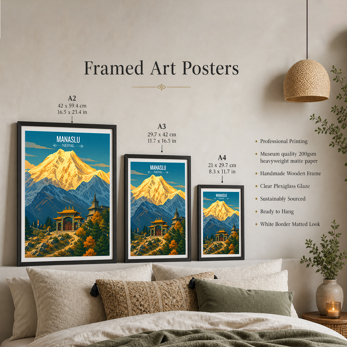 Manaslu - Nepal - Travel Wall Art Deco Poster Print