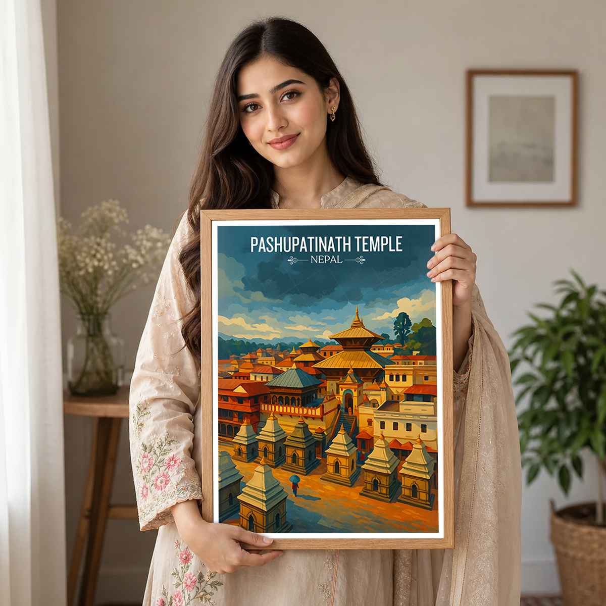 Pashupatinath Temple - Nepal - Travel Wall Art Deco Poster Print