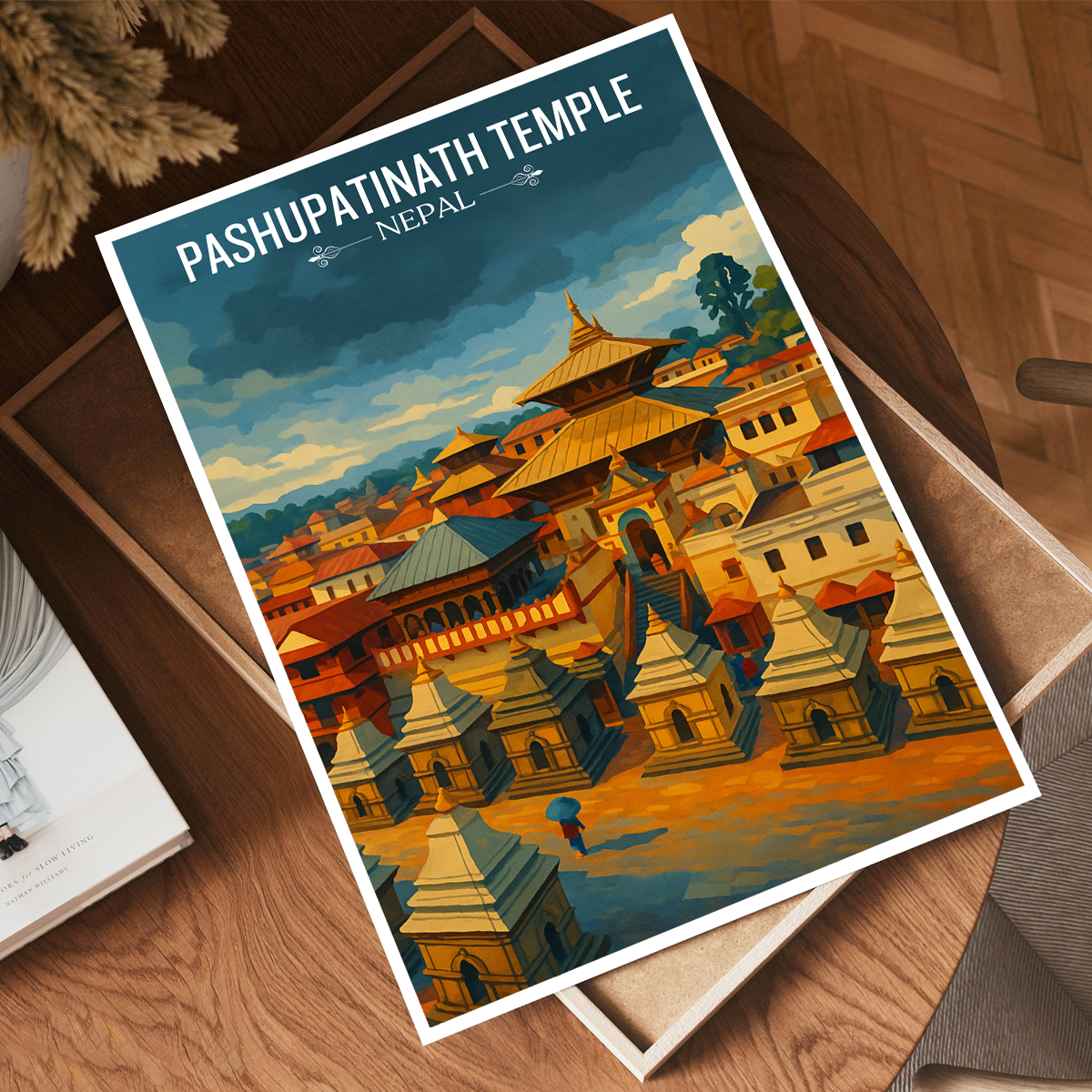 Pashupatinath Temple - Nepal - Travel Wall Art Deco Poster Print