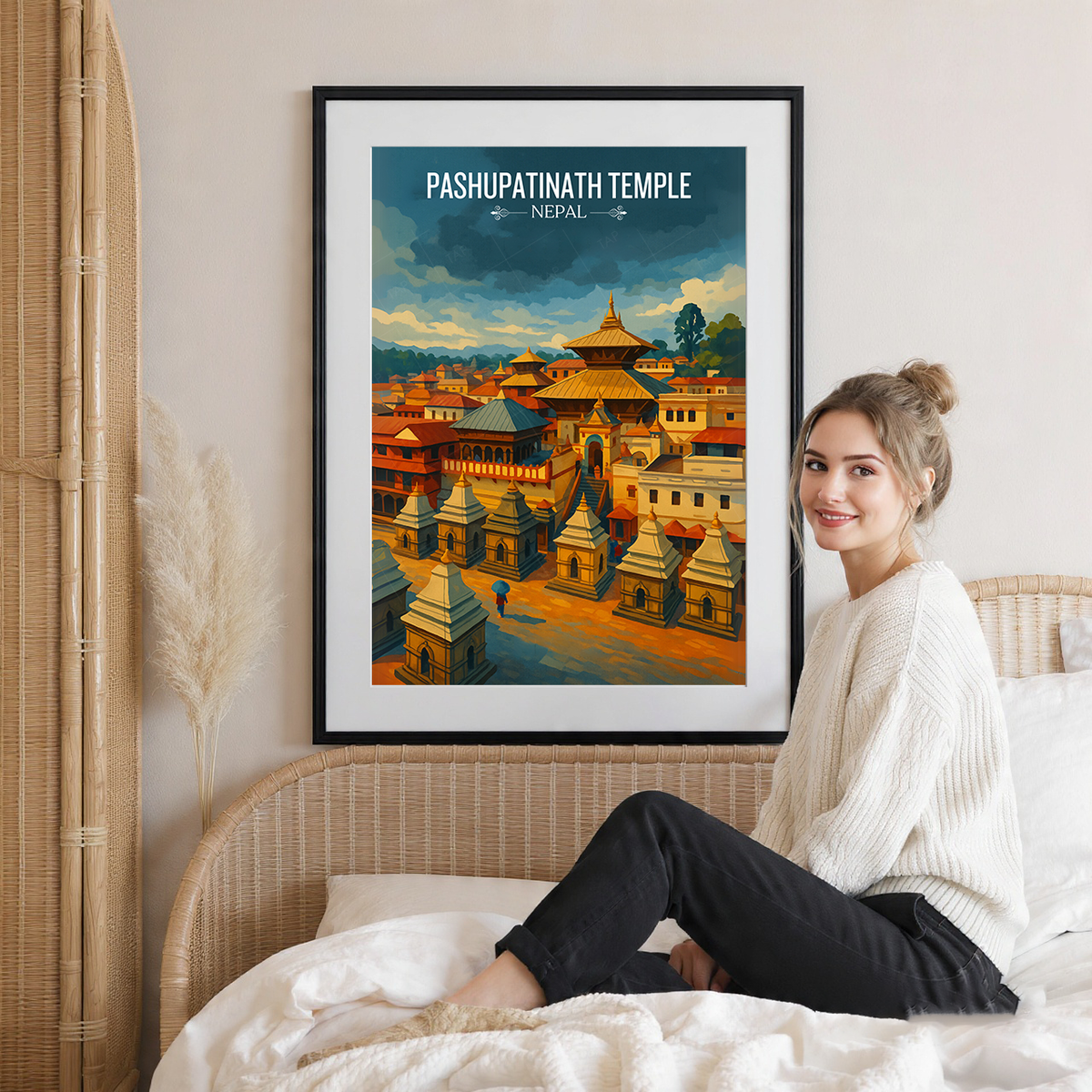 Pashupatinath Temple - Nepal - Travel Wall Art Deco Poster Print