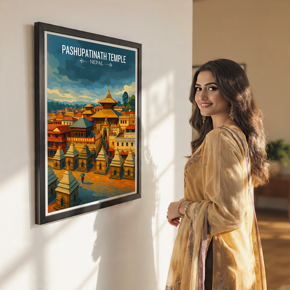 Pashupatinath Temple - Nepal - Travel Wall Art Deco Poster Print