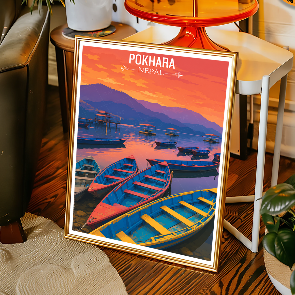 Pokhara - Nepal - Travel Wall Art Deco Poster Print