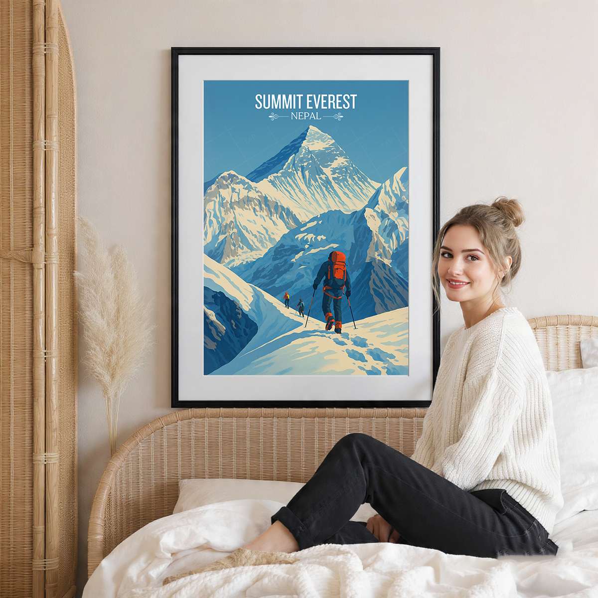 Everest - Nepal - Travel Wall Art Deco Poster Print
