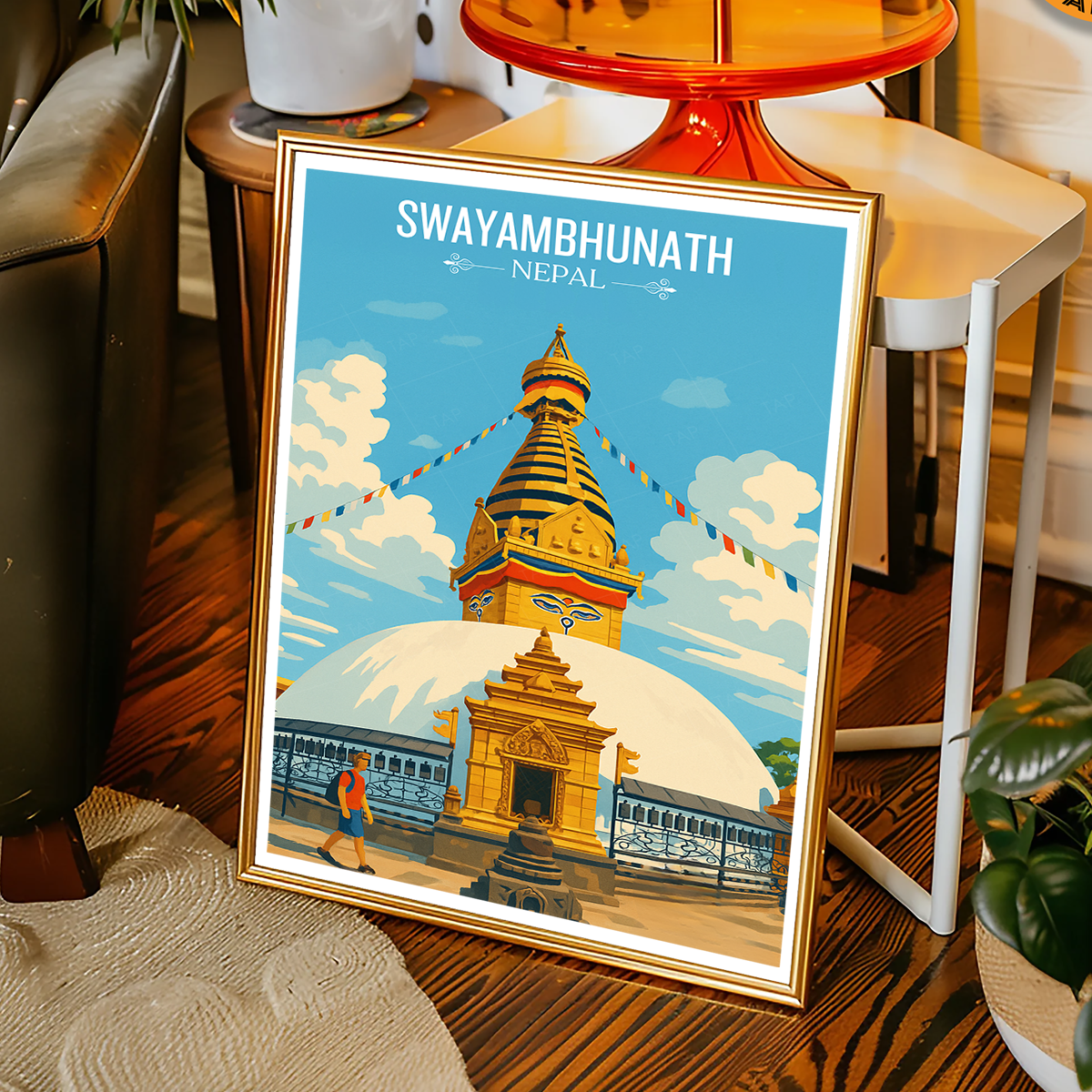 Swayambhunath - Nepal - Travel Wall Art Deco Poster Print