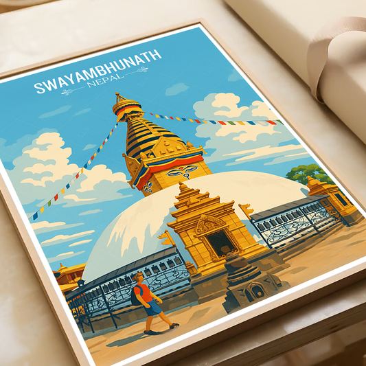 Swayambhunath - Nepal - Travel Wall Art Deco Poster Print - Art Print - Travel Art Poster