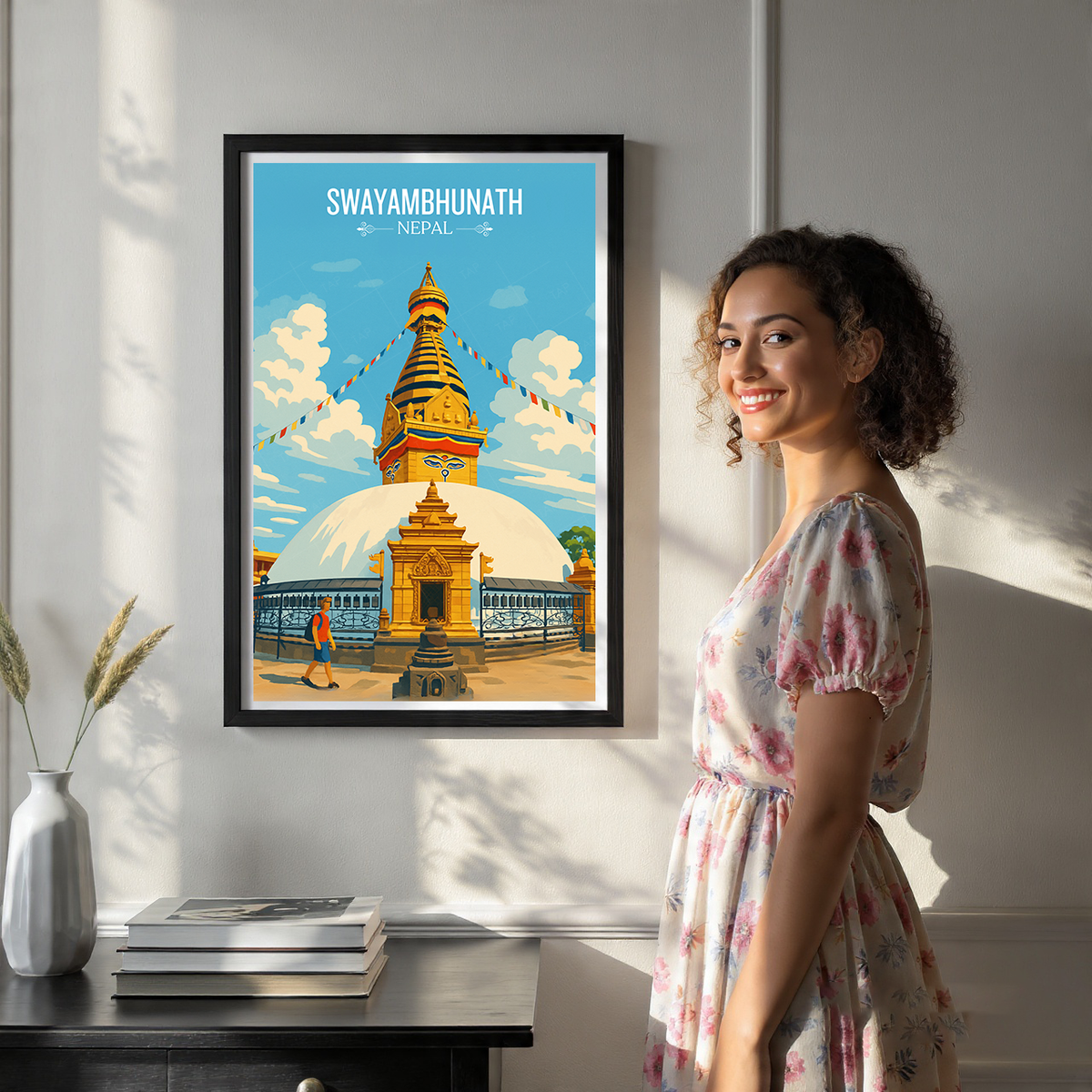 Swayambhunath - Nepal - Travel Wall Art Deco Poster Print