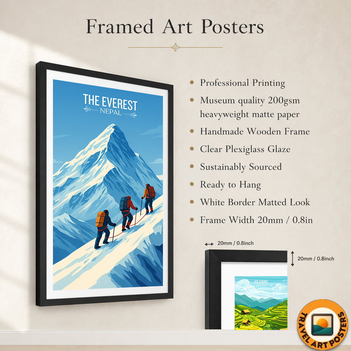 The Everest - Nepal - Travel Wall Art Deco Poster Print