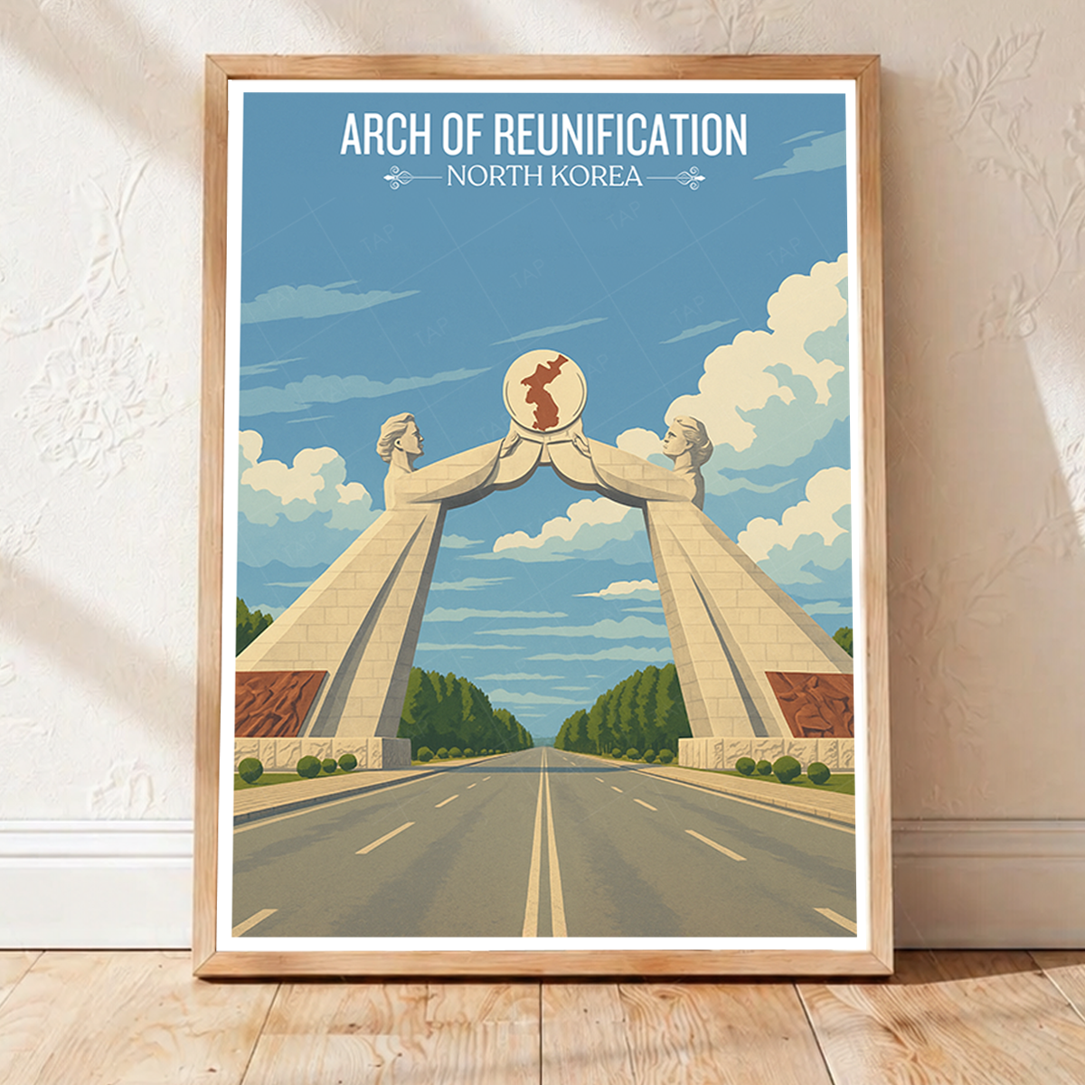 Arch of Reunification - North Korea - Travel Wall Art Deco Poster Print