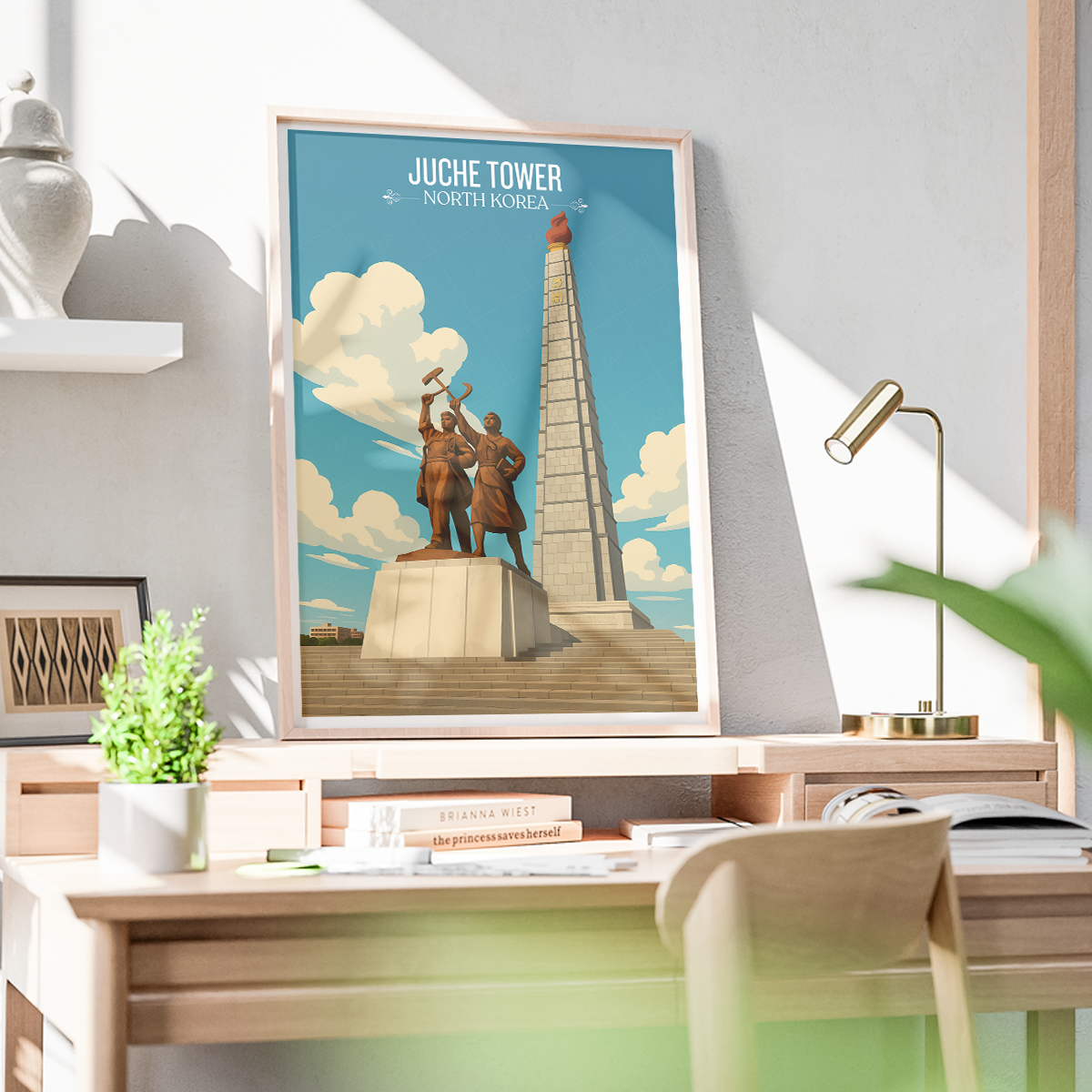 Juche Tower - North Korea - Travel Wall Art Deco Poster Print