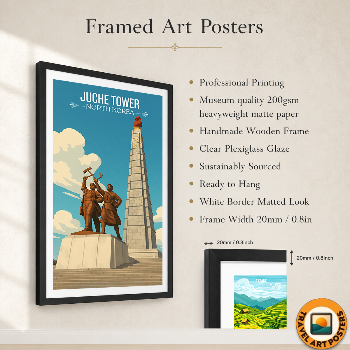 Juche Tower - North Korea - Travel Wall Art Deco Poster Print