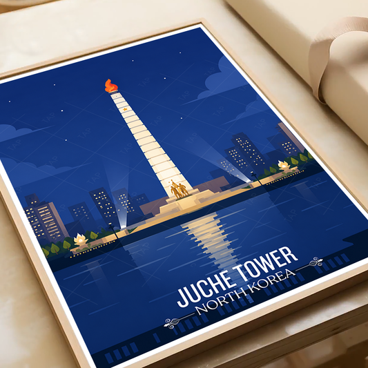 Juche Tower - North Korea - Travel Wall Art Deco Poster Print - Art Print - Travel Art Poster