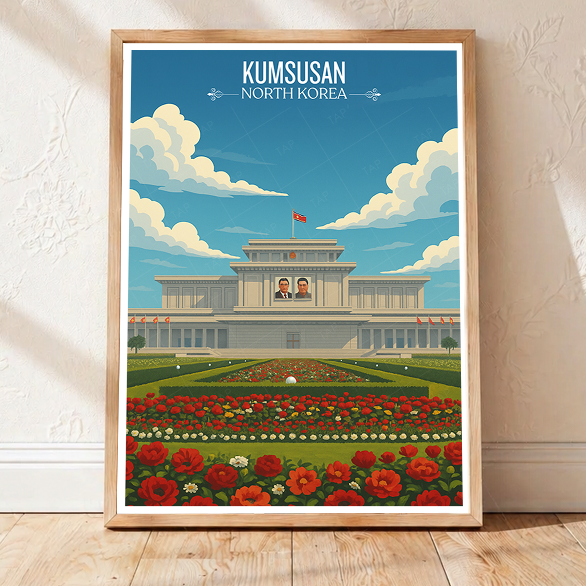 Kumsusan Palace of Sun - North Korea - Travel Wall Art Deco Poster Print