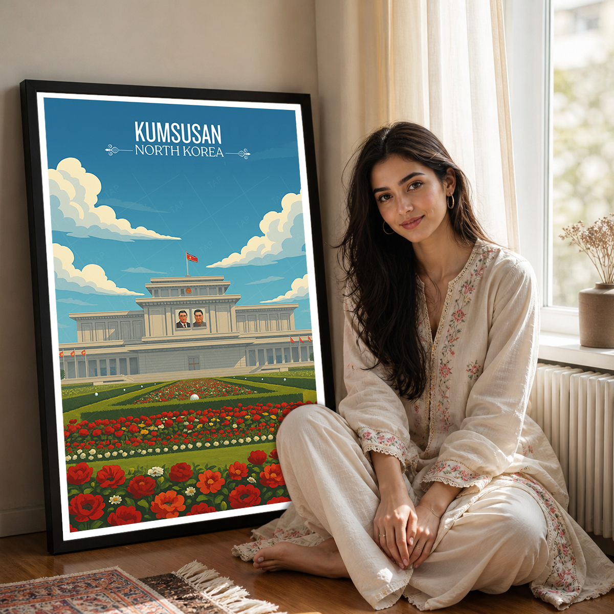 Kumsusan Palace of Sun - North Korea - Travel Wall Art Deco Poster Print