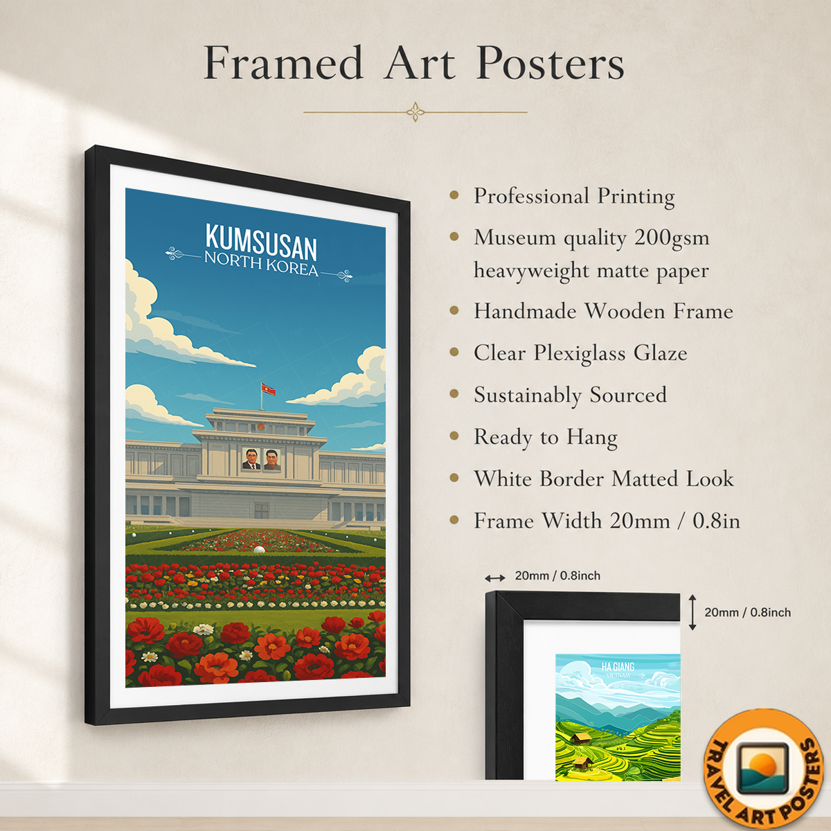 Kumsusan Palace of Sun - North Korea - Travel Wall Art Deco Poster Print