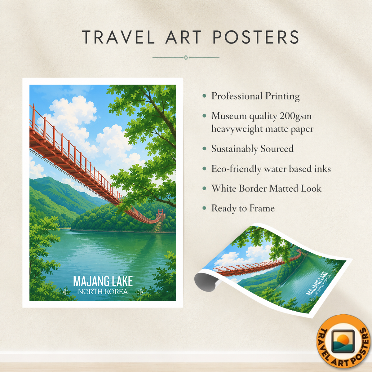 Majang Lake - North Korea - Travel Wall Art Deco Poster Print