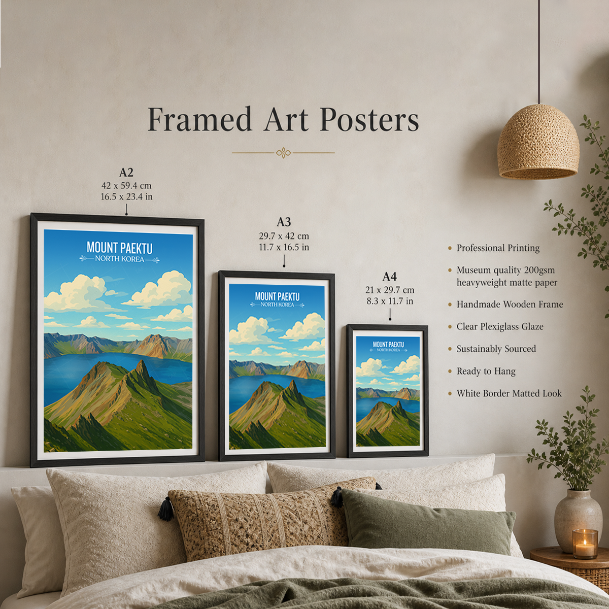 Mount Paektu - North Korea - Travel Wall Art Deco Poster Print
