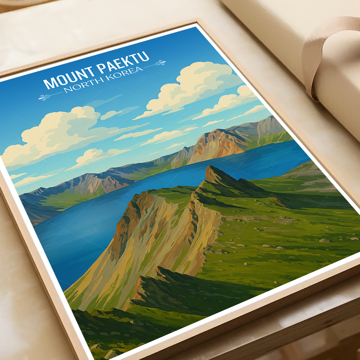 Mount Paektu - North Korea - Travel Wall Art Deco Poster Print