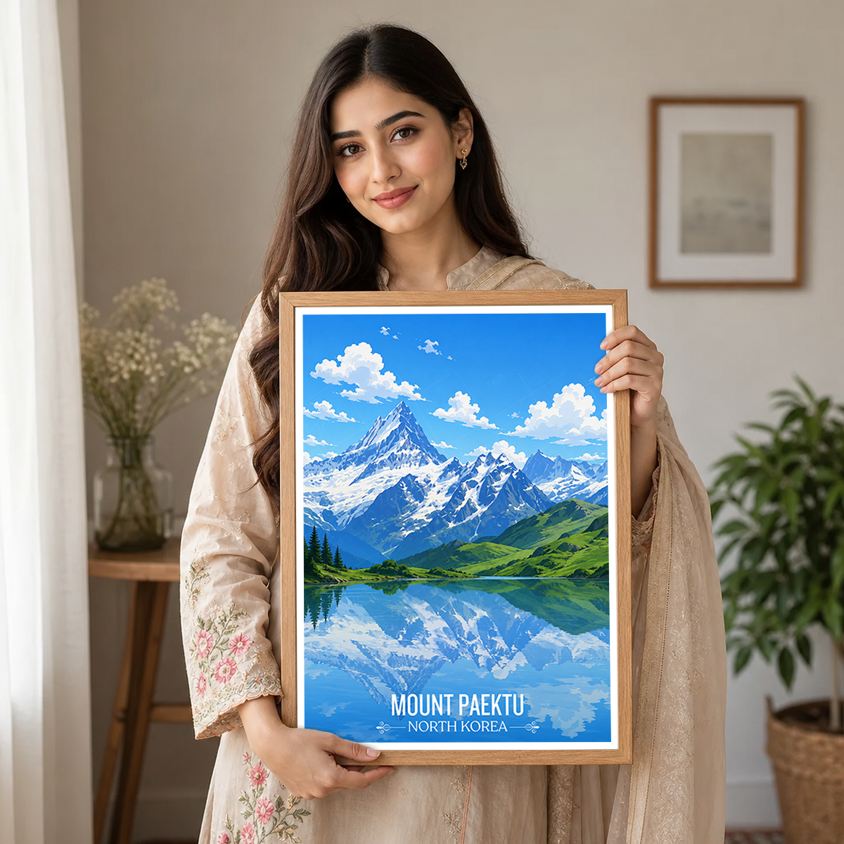 Mount Paektu - North Korea - Travel Wall Art Deco Poster Print
