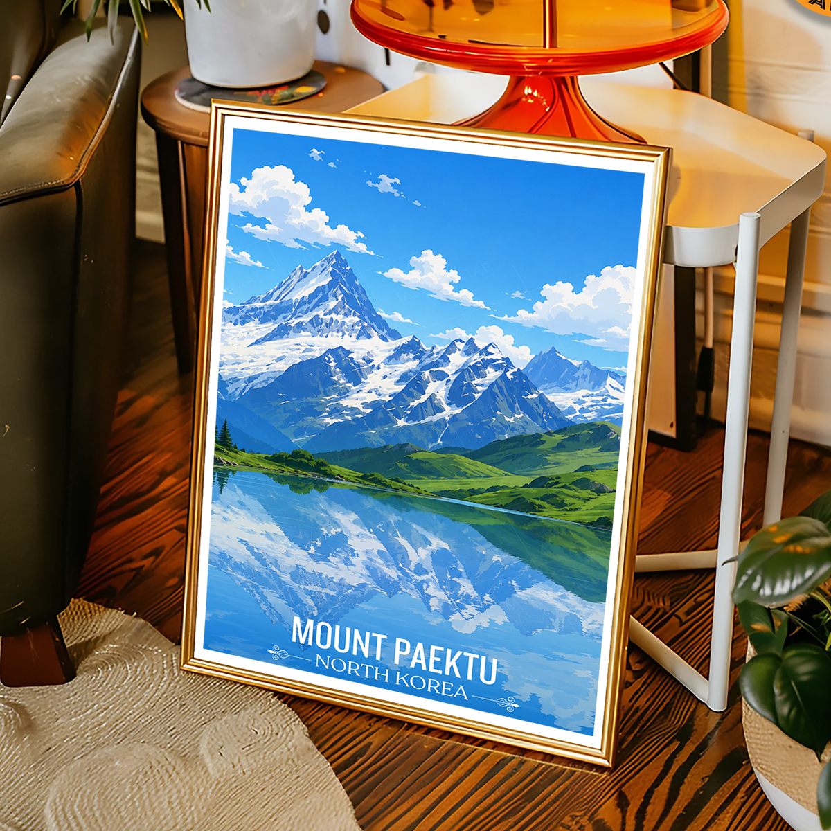 Mount Paektu - North Korea - Travel Wall Art Deco Poster Print