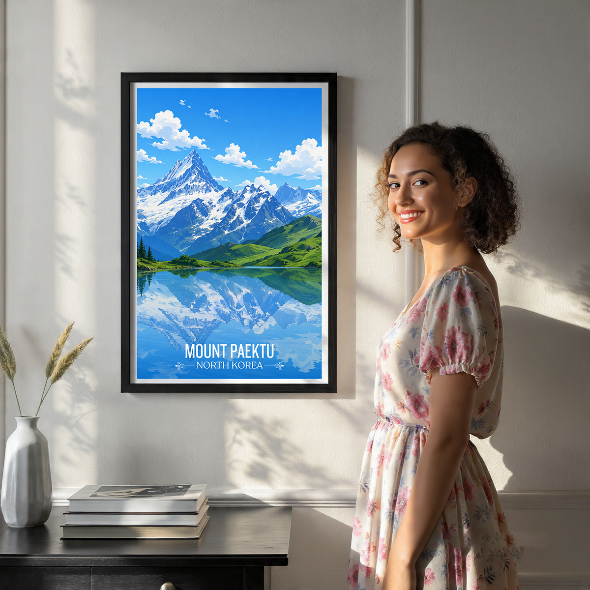 Mount Paektu - North Korea - Travel Wall Art Deco Poster Print