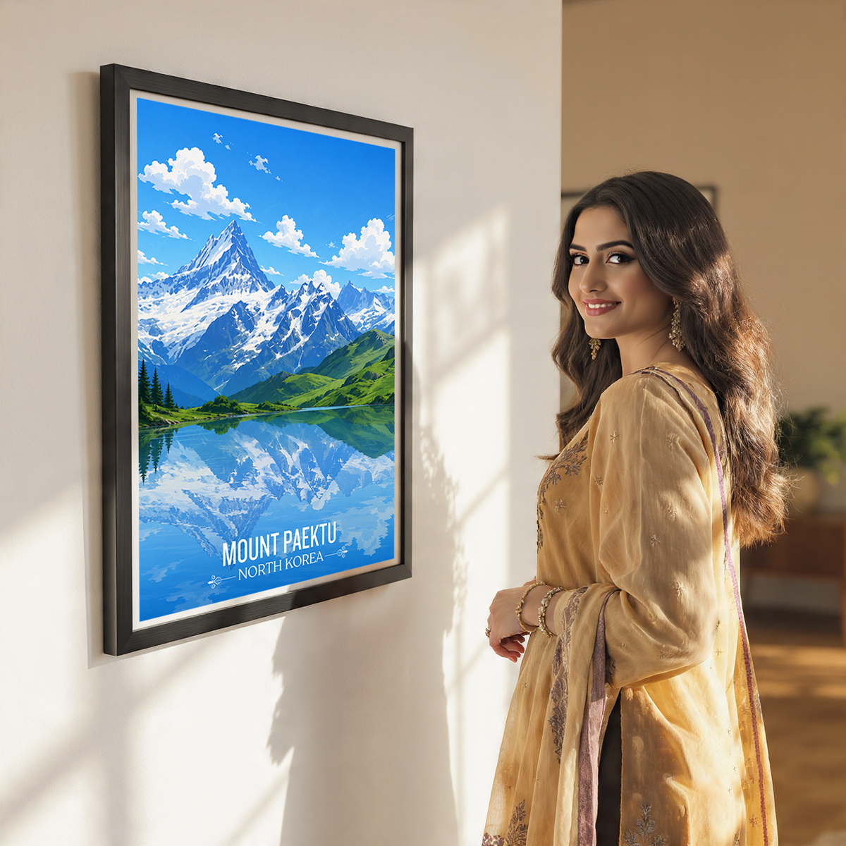 Mount Paektu - North Korea - Travel Wall Art Deco Poster Print
