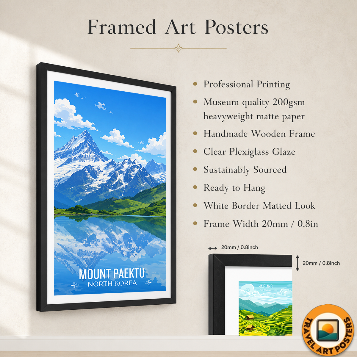 Mount Paektu - North Korea - Travel Wall Art Deco Poster Print