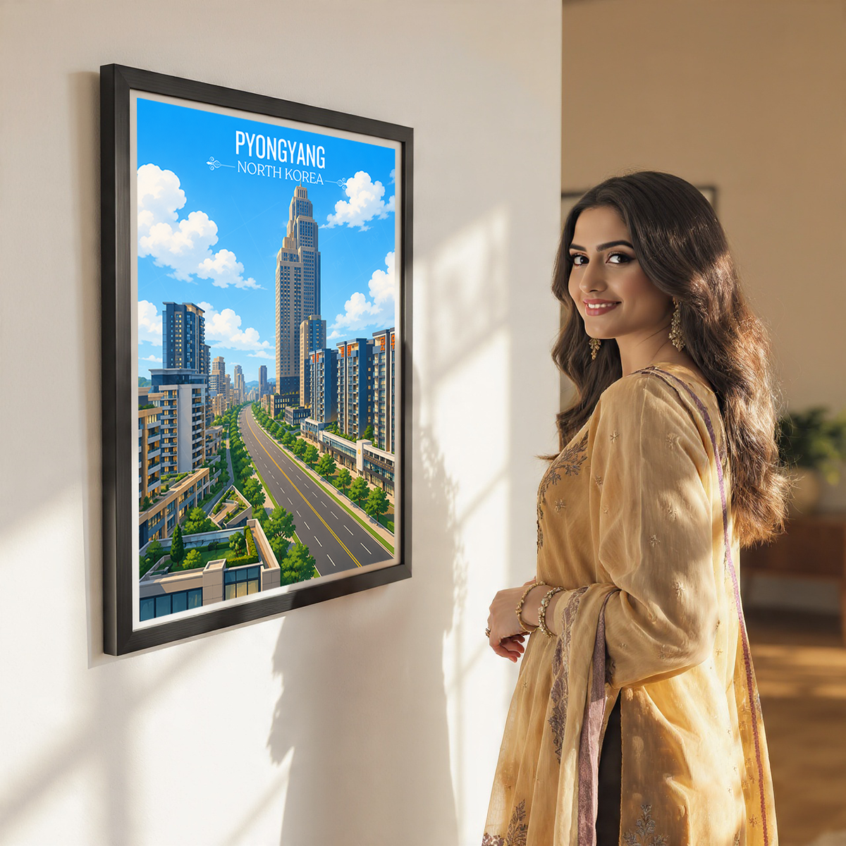 Pyongyang - North Korea - Travel Wall Art Deco Poster Print
