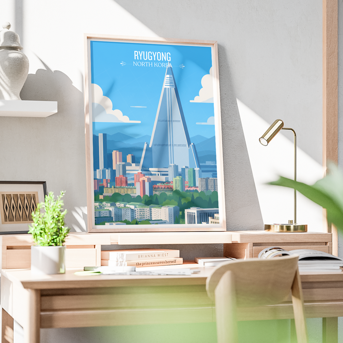 Ryugyong - North Korea - Travel Wall Art Deco Poster Print
