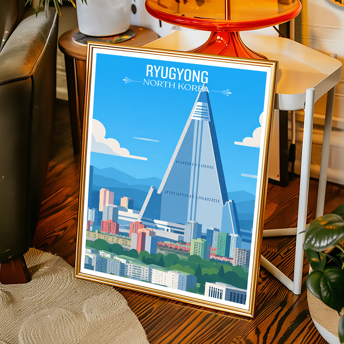 Ryugyong - North Korea - Travel Wall Art Deco Poster Print