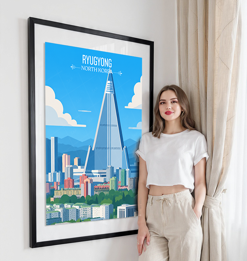 Ryugyong - North Korea - Travel Wall Art Deco Poster Print