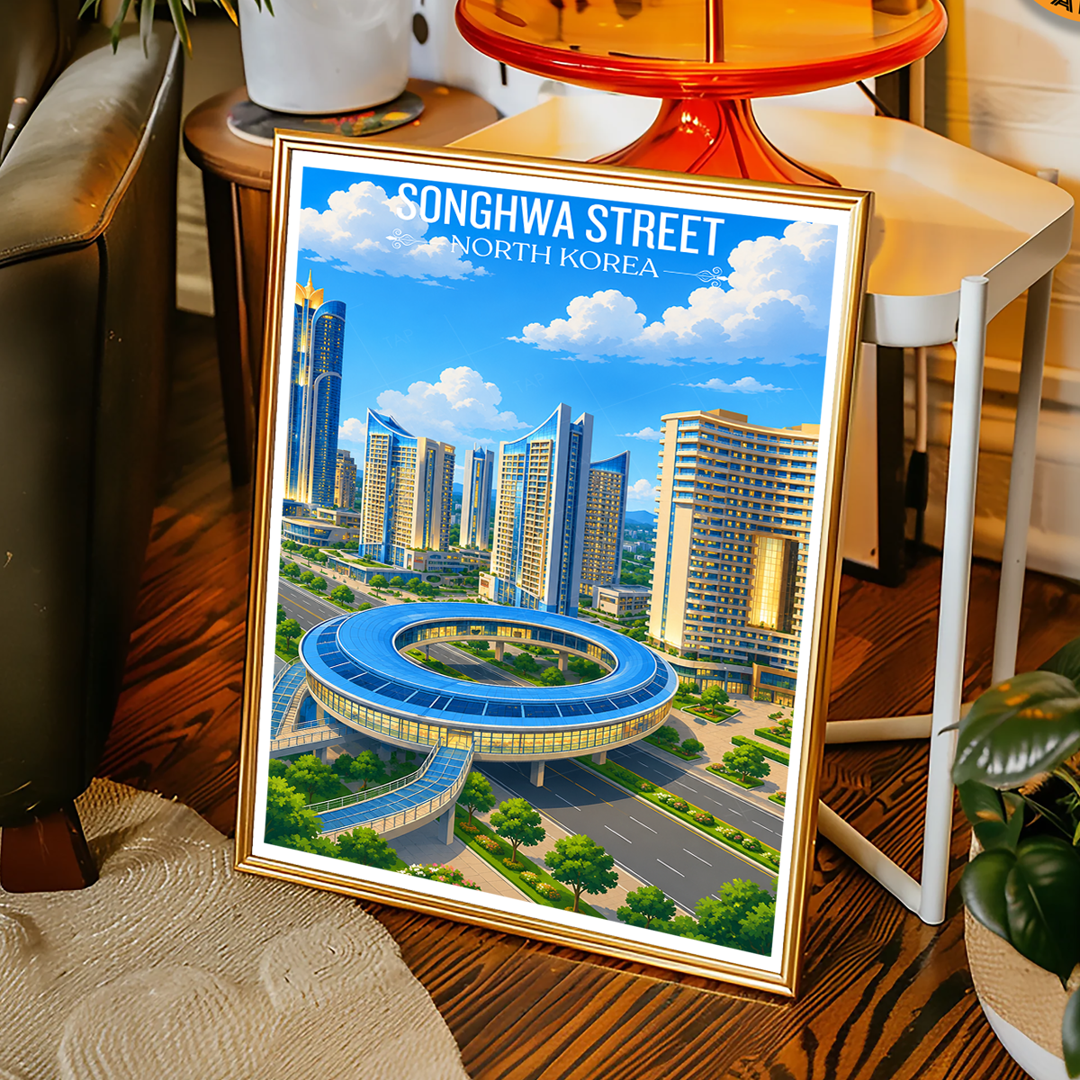 Songhwa Street - North Korea - Travel Wall Art Deco Poster Print