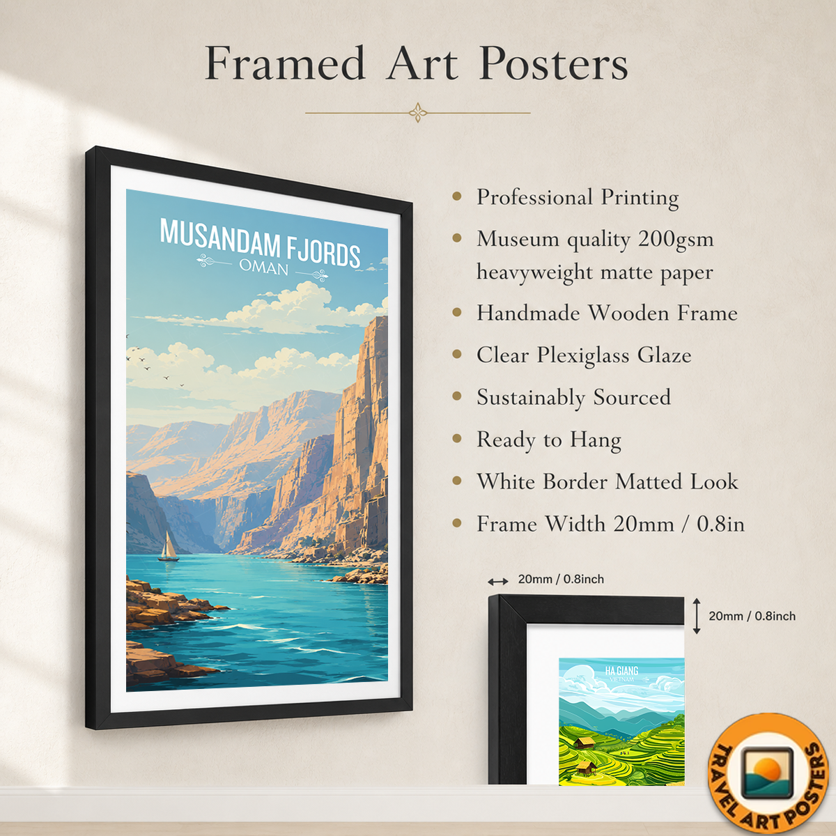 Musandam Fjords - Oman - Travel Art Wall Deco Poster - Art Print - Travel Art Poster