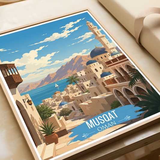 Musqat Old City - Oman - Travel Art Wall Deco Poster - Art Print - Travel Art Poster
