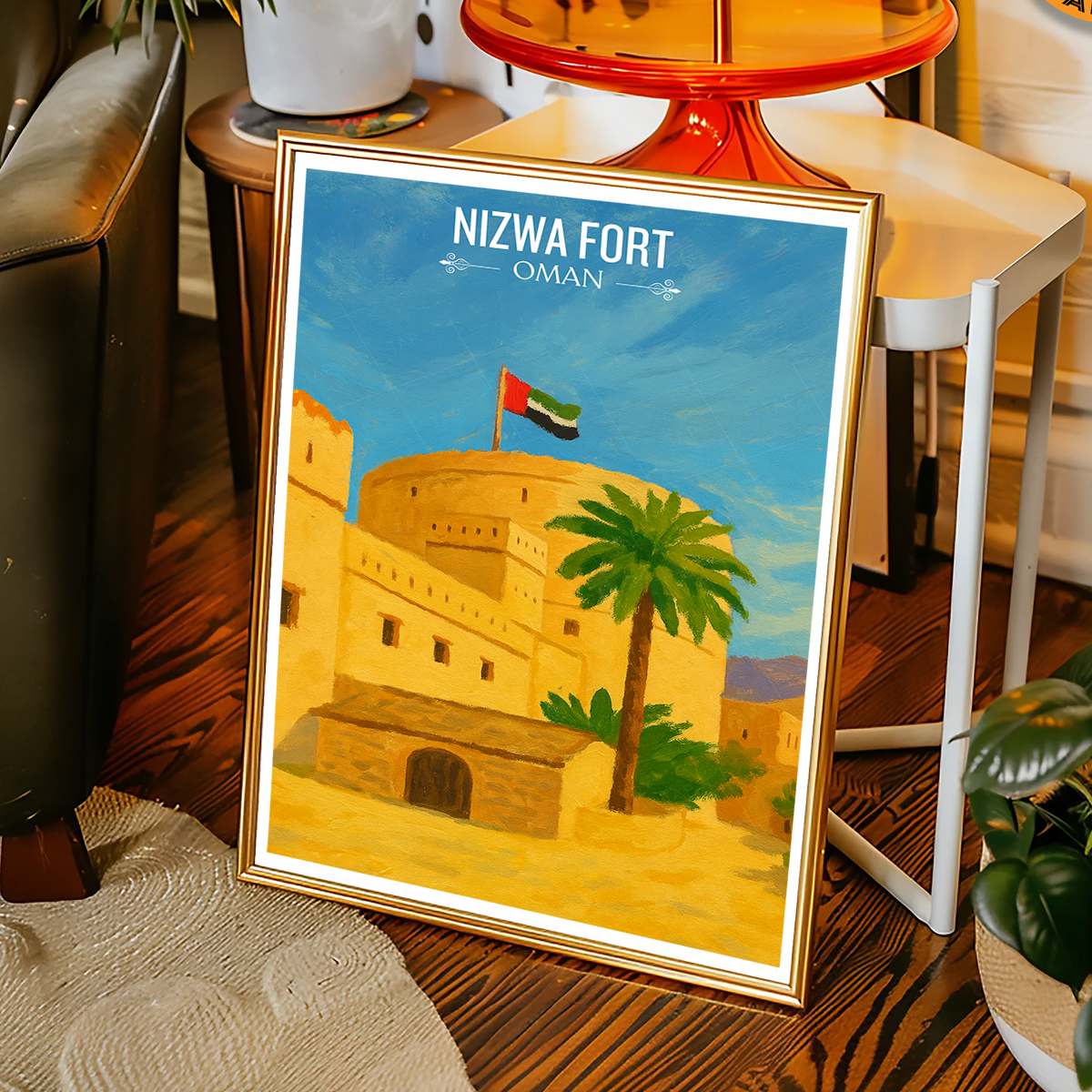 Nizwa Fort - Oman - Travel Art Wall Deco Poster - Art Print - Travel Art Poster