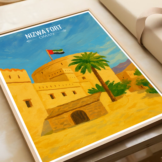 Nizwa Fort - Oman - Travel Art Wall Deco Poster - Art Print - Travel Art Poster