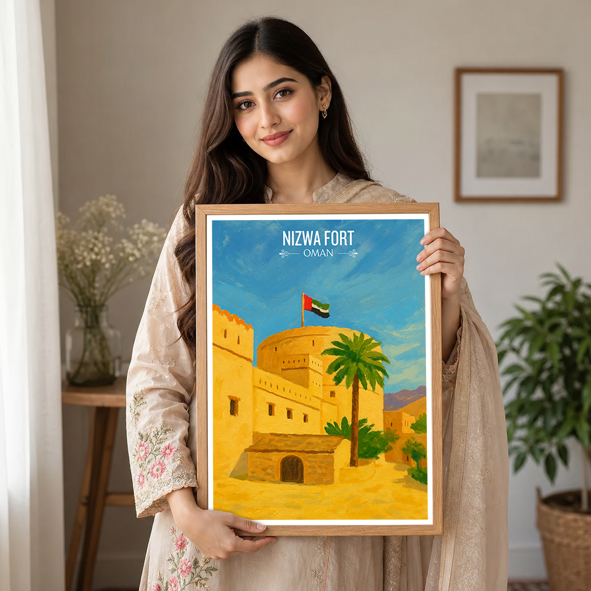 Nizwa Fort - Oman - Travel Art Wall Deco Poster - Art Print - Travel Art Poster