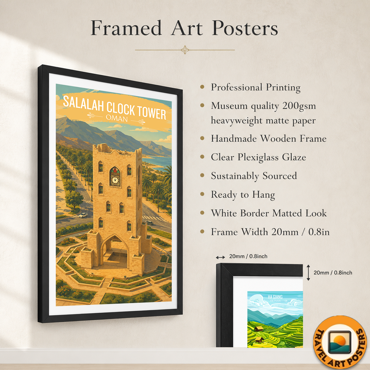 Salalah Clock Tower - Oman - Travel Art Wall Deco Poster - Art Print - Travel Art Poster