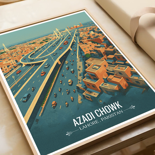 Azadi Chowk - Lahore - Travel Wall Art Print - - Travel Art Poster