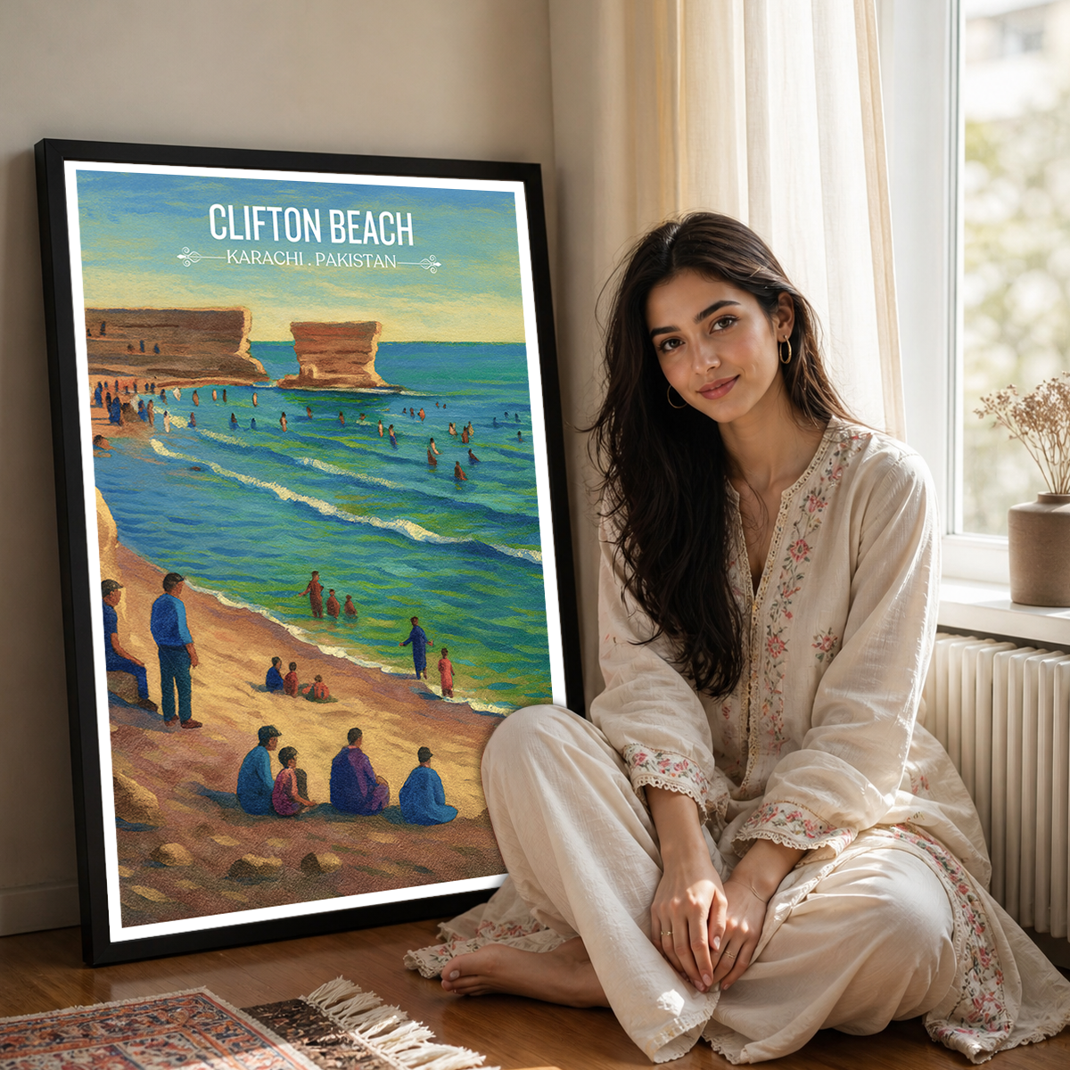 Clifton Beach - Karachi - Arabian Sea - Travel Wall Art Print - - Travel Art Poster